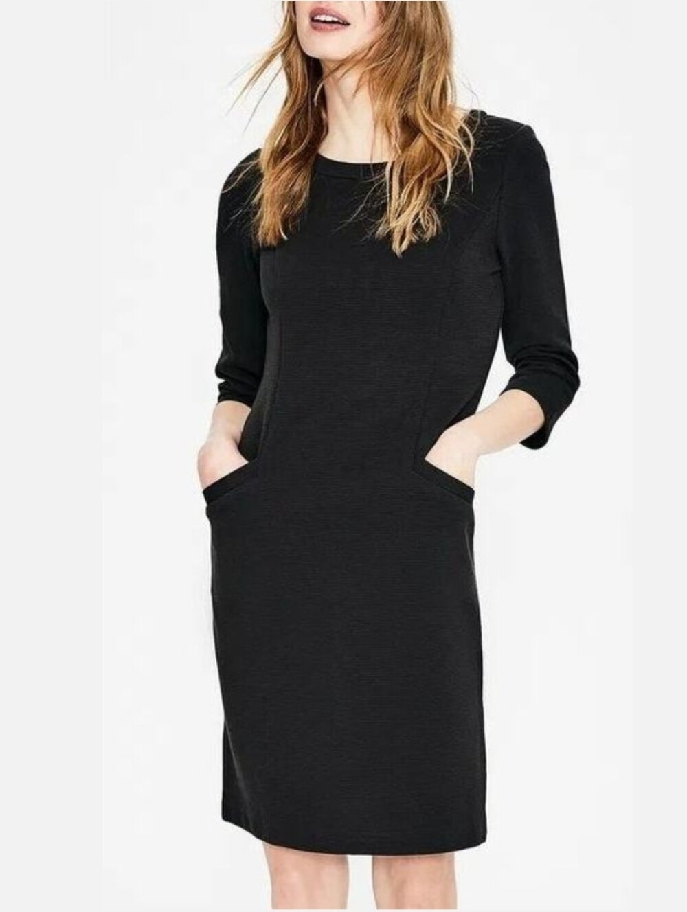Boden | Black Rib Knit Shift Dress Size 6